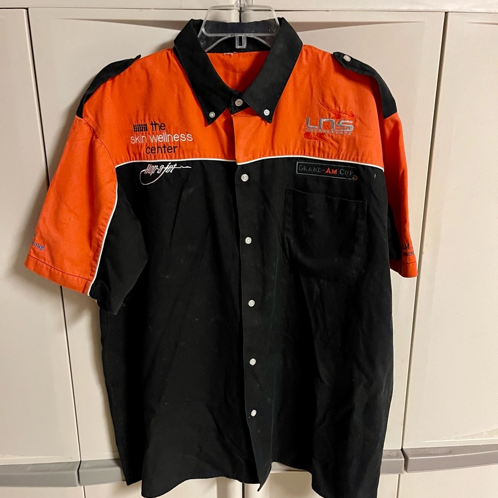 Track worn pit crew auto racing shop shirt Can-Am series